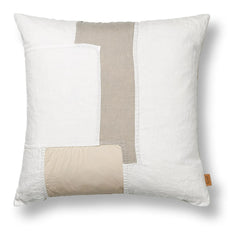 Ferm Living - Bölümlü Patchwork Keten Yastık | Beyaz