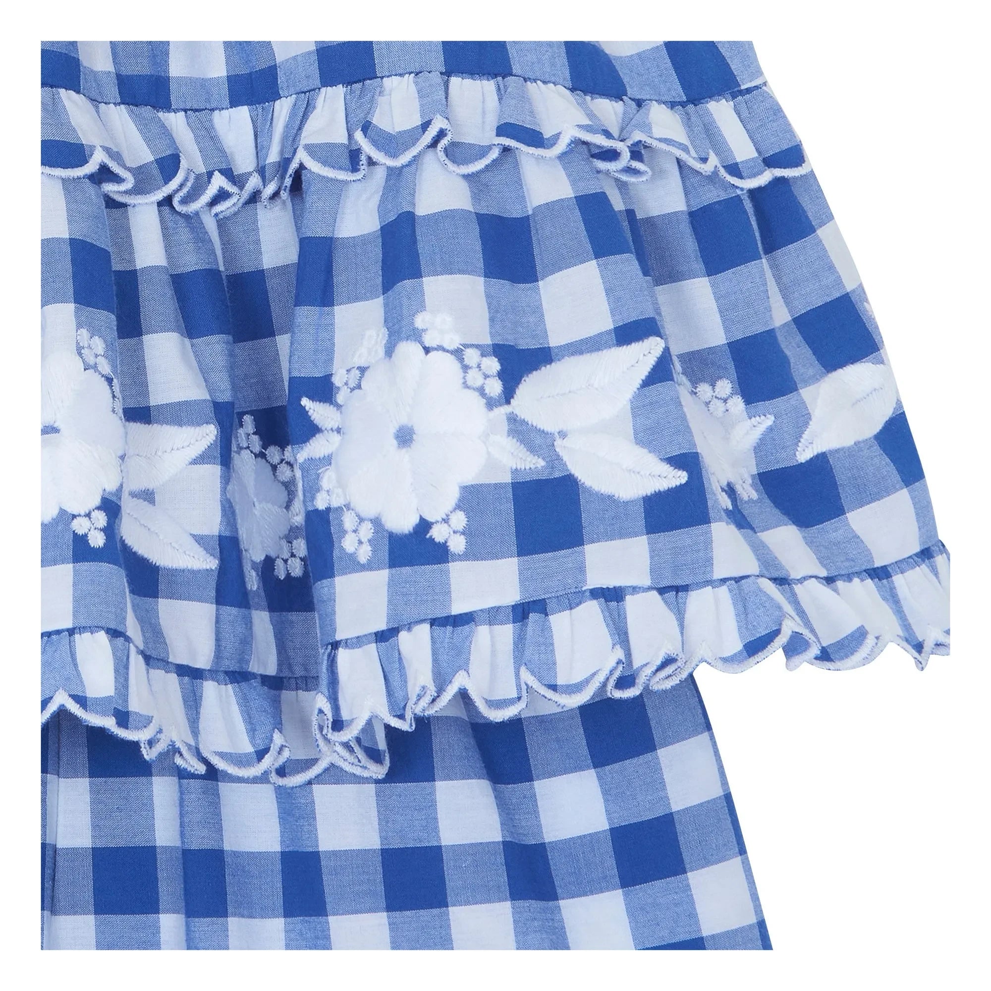 Tartine et Chocolat - Blusa bordada y conjunto de pantalón corto de cuadros | Azul real