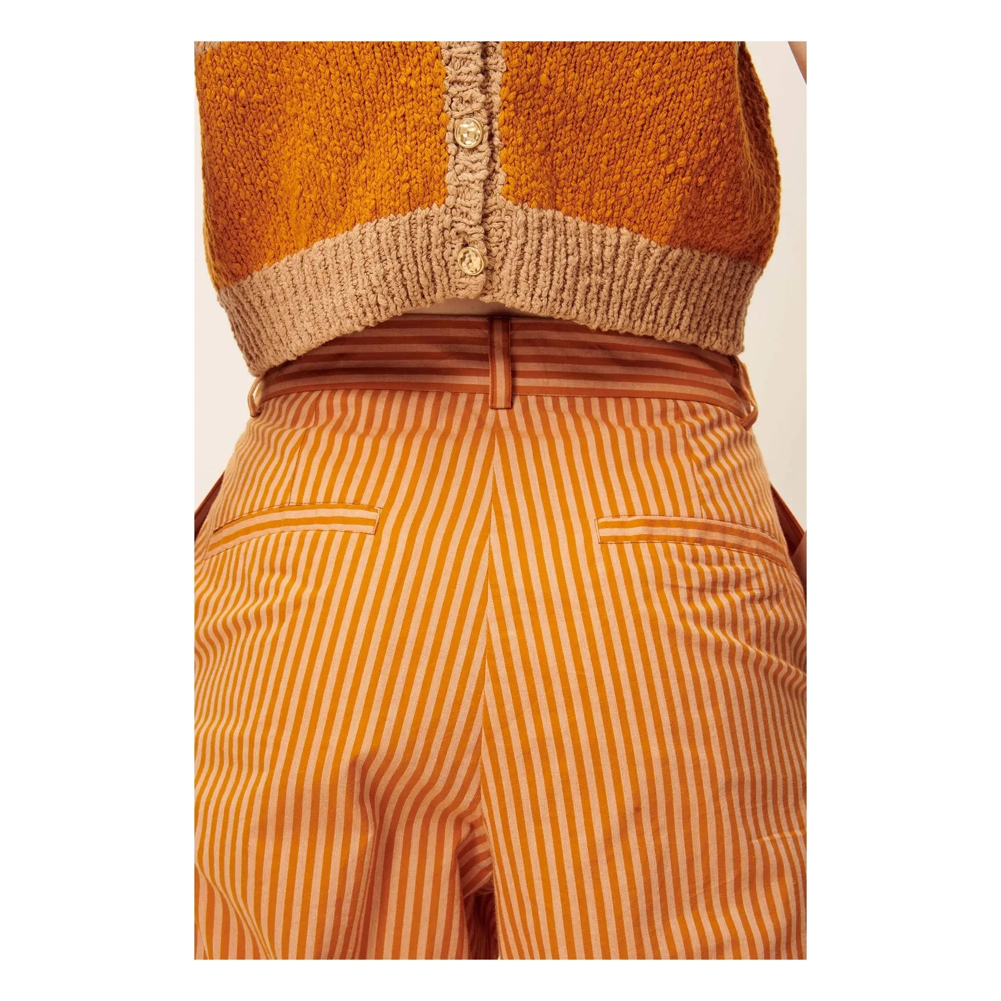 Sessùn - Pantalones de algodón a rayas Provencia | Naranja