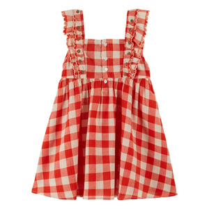 Emile et Ida - Vestido de algodón orgánico con bordado de cuadros | Rojo