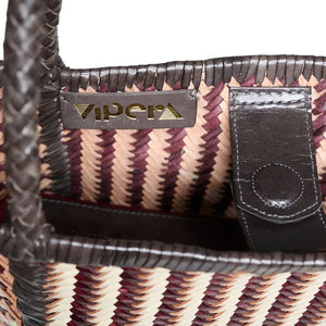 Vipera - Bolso de piel a rayas color rubí | Marfil
