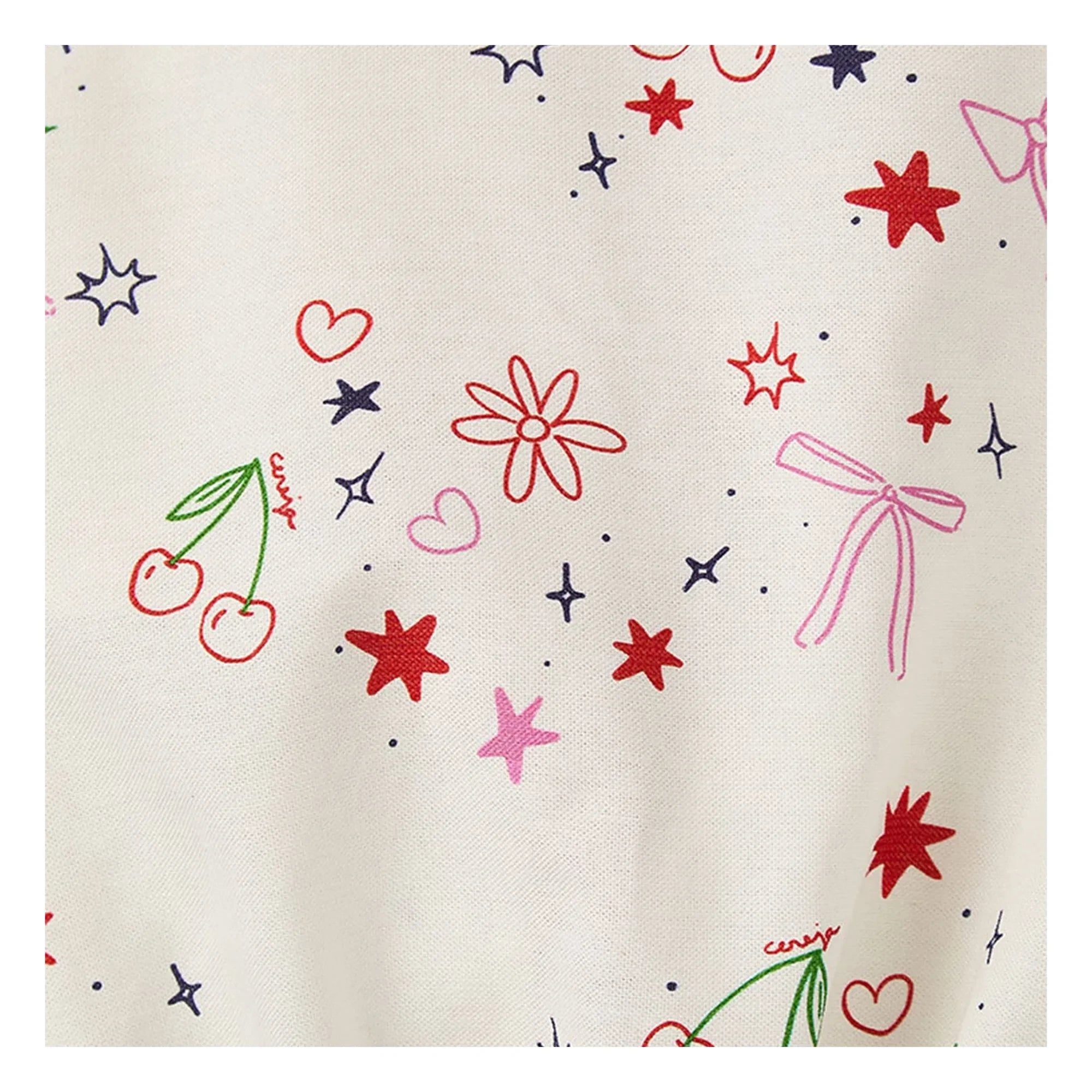 Fabula - Mono corto de popelina con estampado de cerezas | Blanco