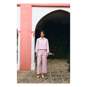 Maria de la Orden - Chaqueta a rayas de algodón Clover | Rosa