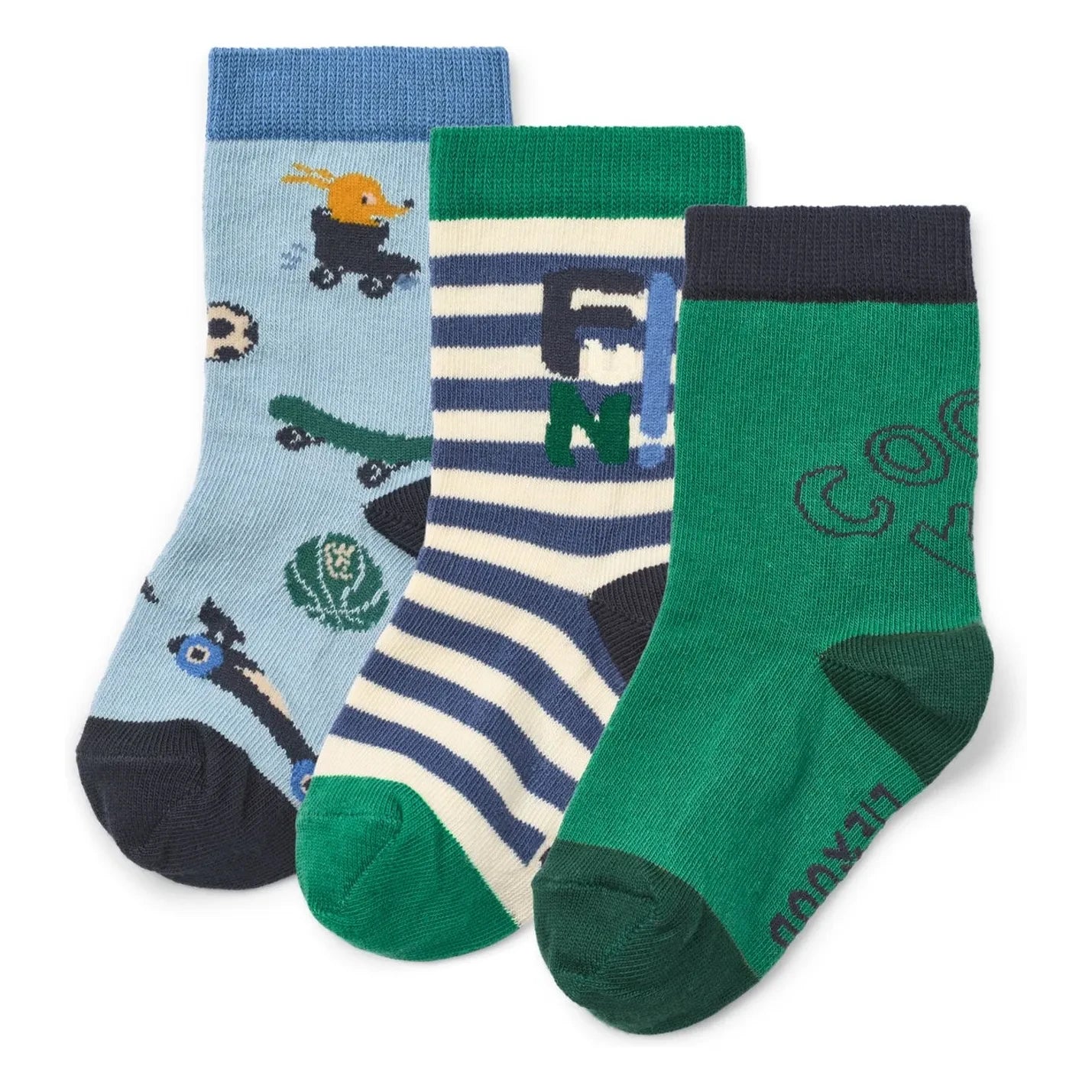 Liewood - Pack de 3 Calcetines con Estampado de Animales Silas | Azul