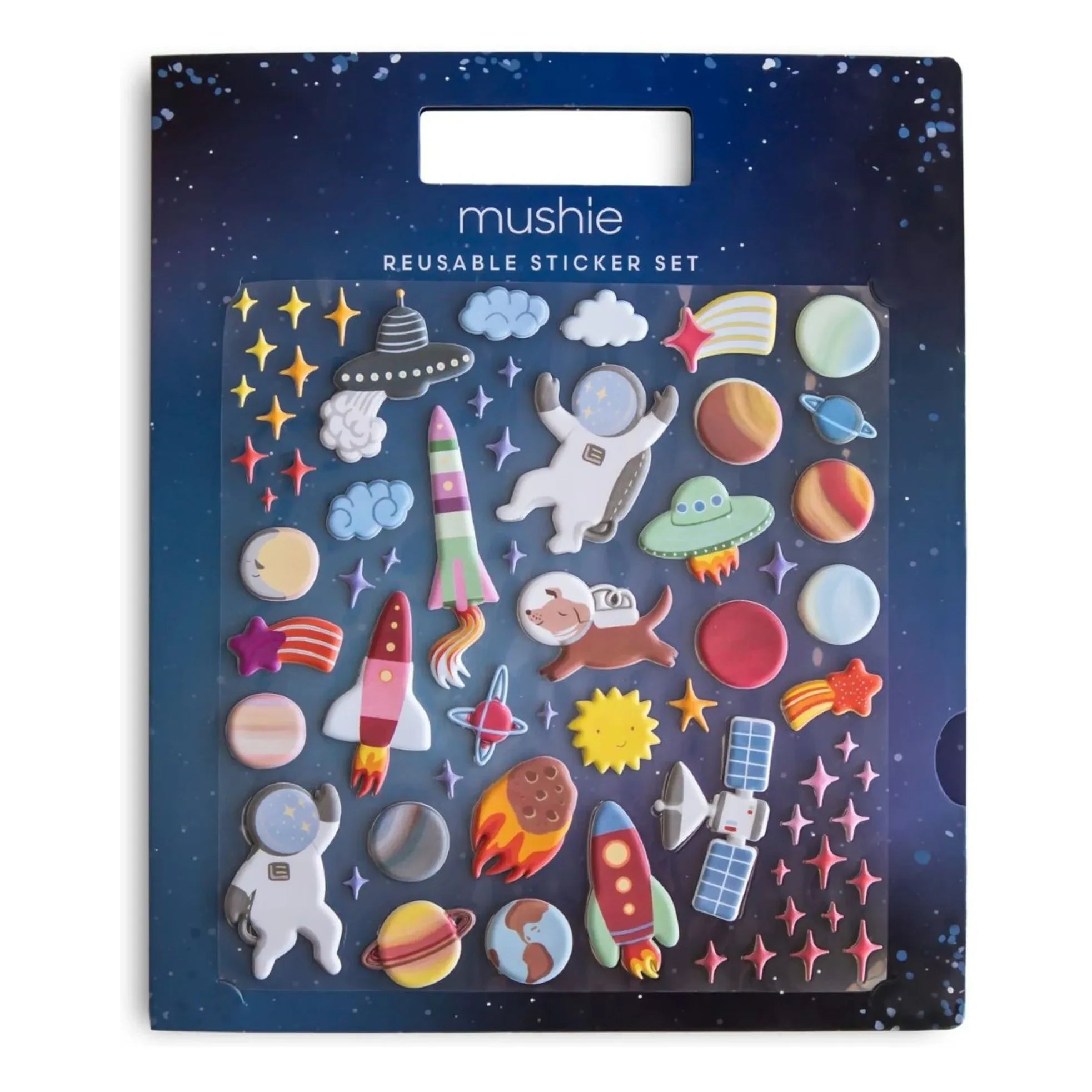 Mushie - Libro de pegatinas reposicionables Espace