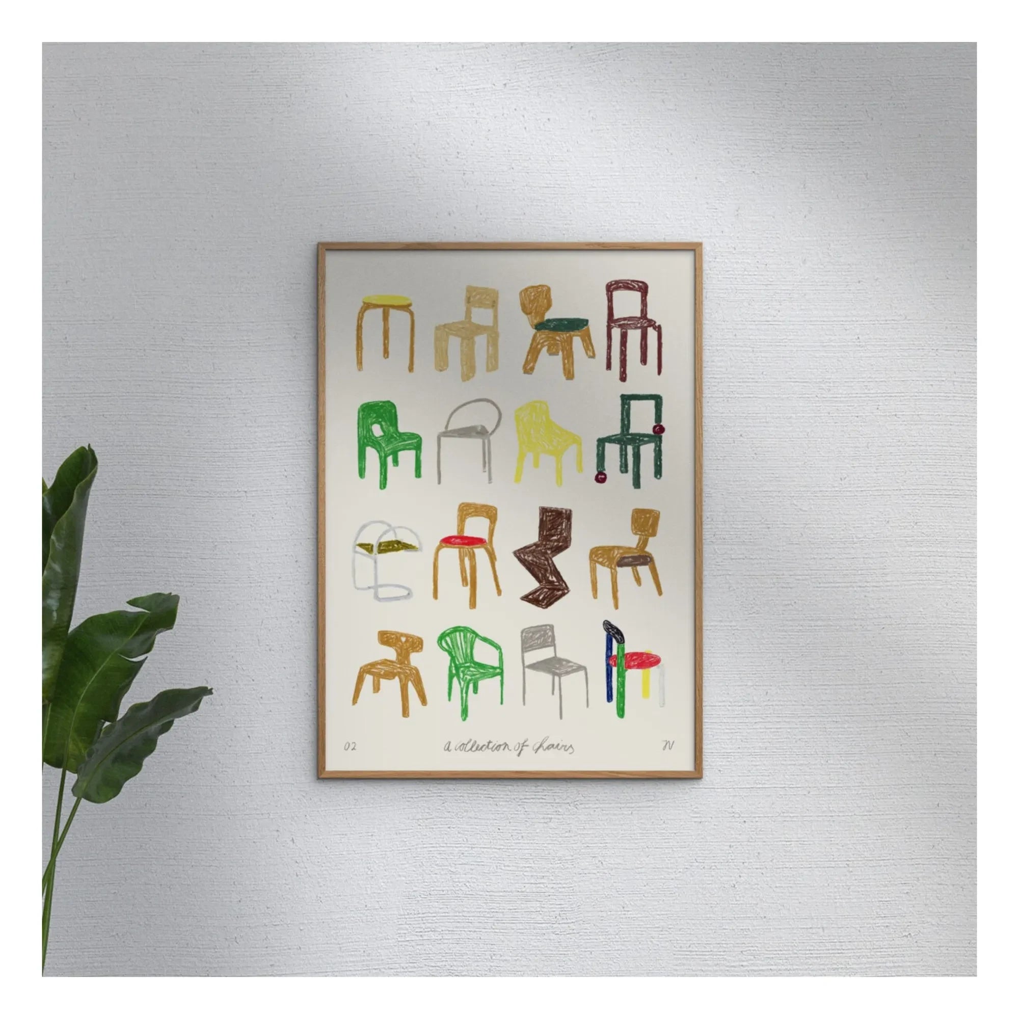 Póster y marco - Póster de la Colección de Sillas