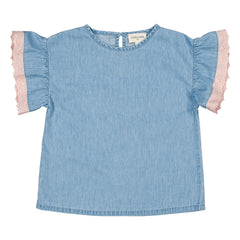 Louis Louise - Camiseta Loli Chambray con Encaje | Azul Claro
