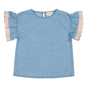 Louis Louise - Camiseta Loli Chambray con Encaje | Azul Claro