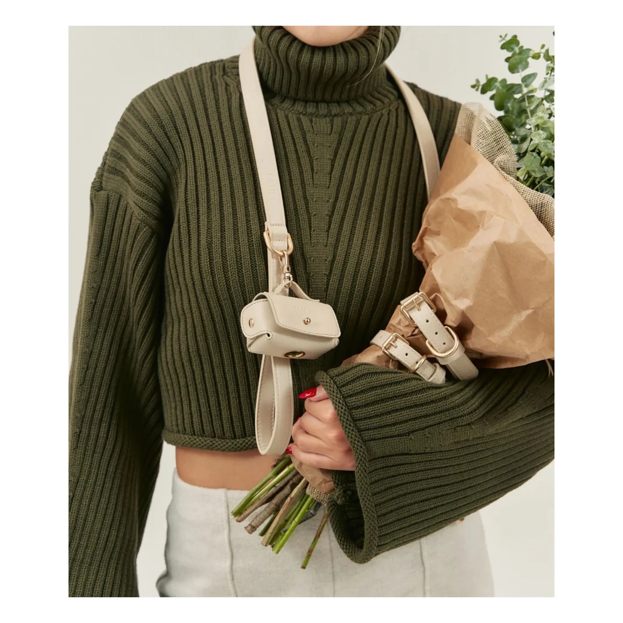Cafide - Dispensador de bolsas de cuero vegano | Beige