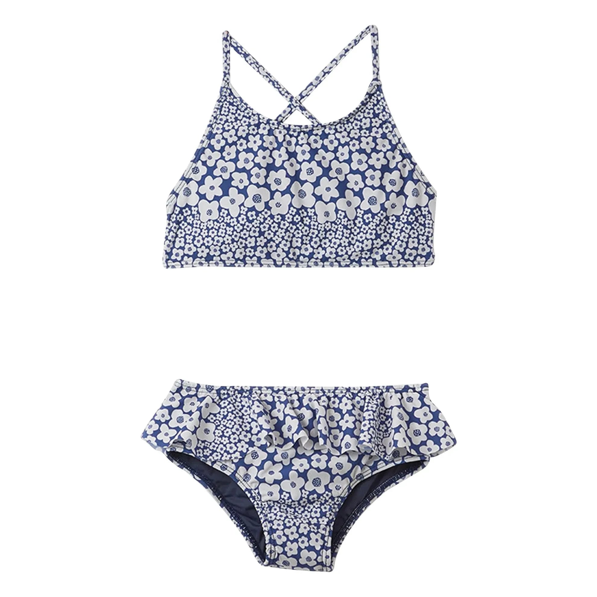 Fabula - Traje de baño de 2 piezas con volantes florales | Azul