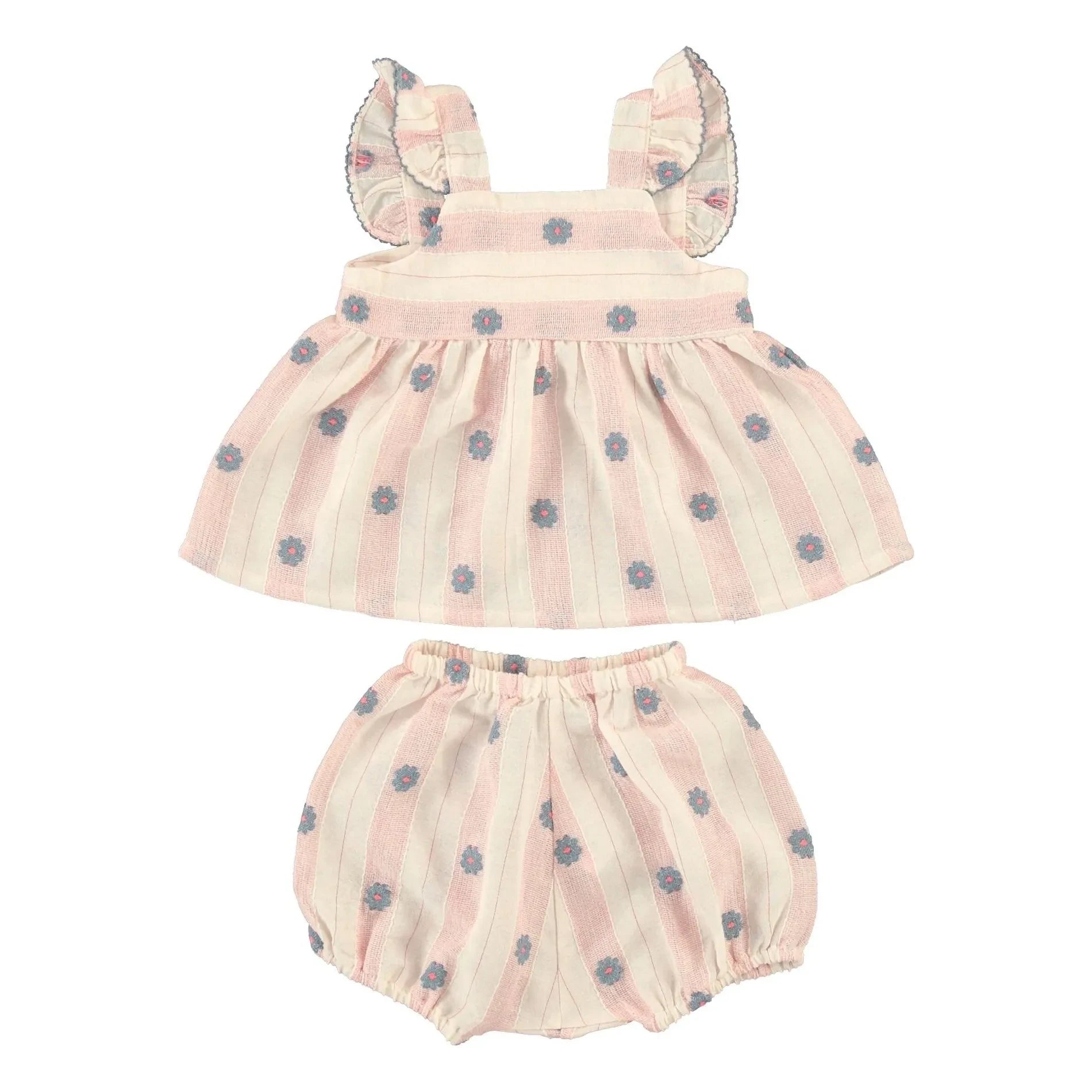 Bebe Organic - Conjunto de top y bombachos Elwen Fleuri | Rosa claro