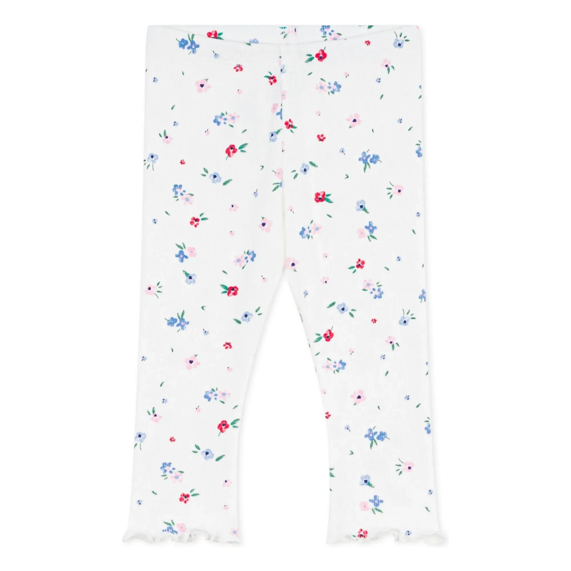 Petit Bateau - Leggings acanalados con estampado floral | Blanco