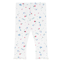 Petit Bateau - Leggings acanalados con estampado floral | Blanco