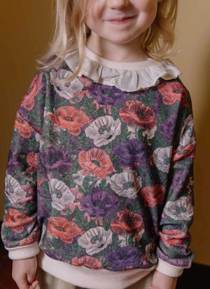 Studio Bohème - Sudadera de Algodón Orgánico con Estampado de Flores Juno | Morado