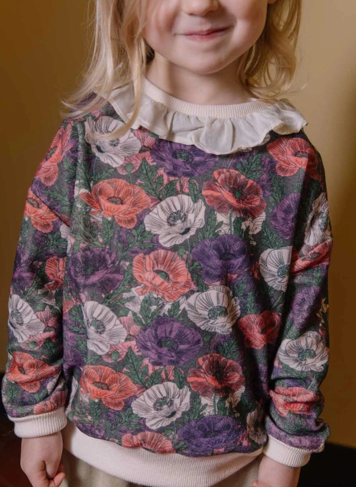 Studio Bohème - Sudadera de Algodón Orgánico con Estampado de Flores Juno | Morado