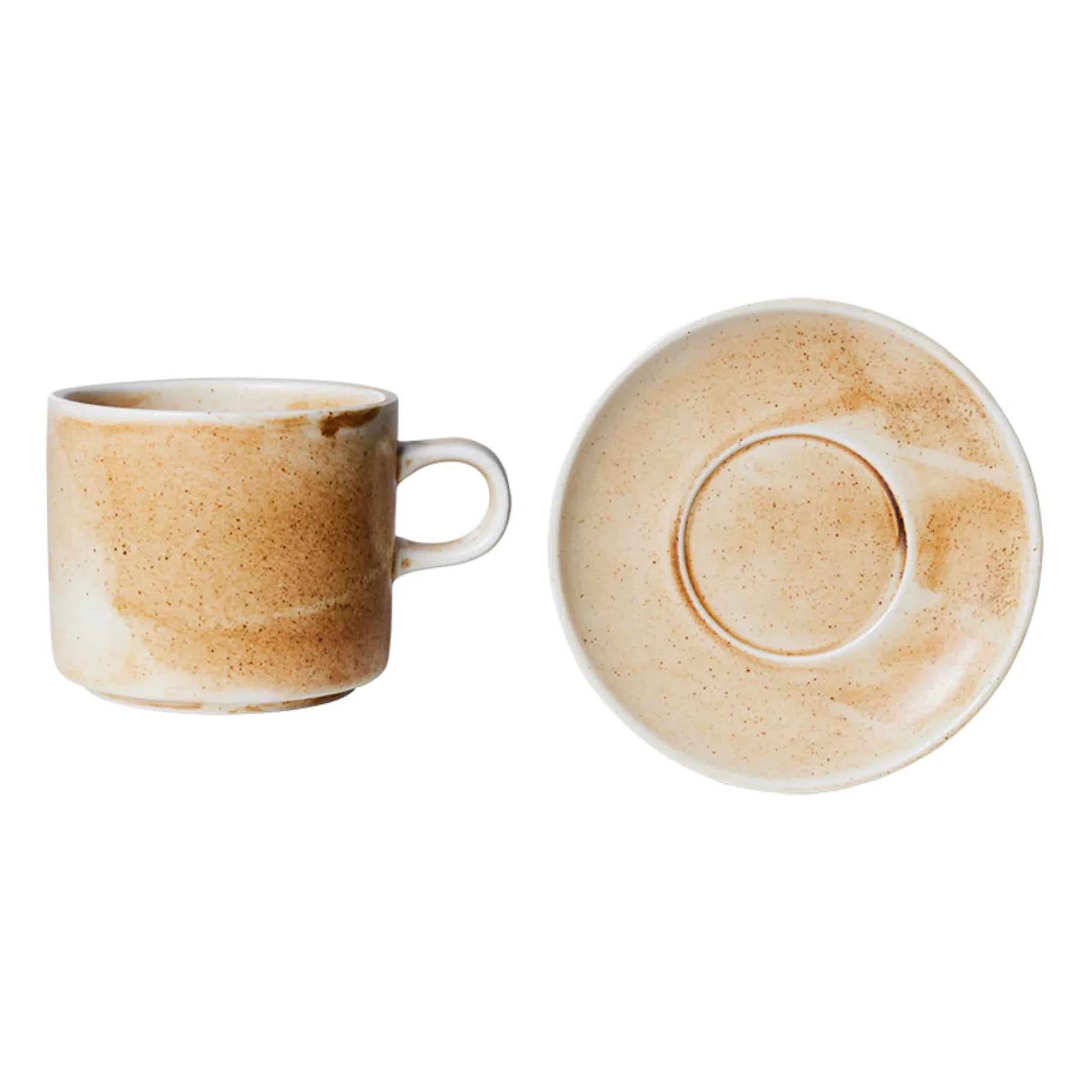 HKliving - Taza y platillo de porcelana Chef Ceramics | Crema