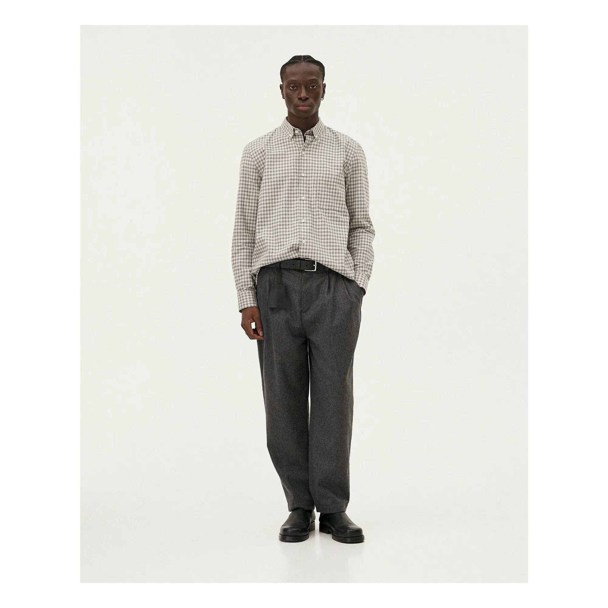 Noyoco - Camisa Curtis Cuadros de algodón reciclado | Gris