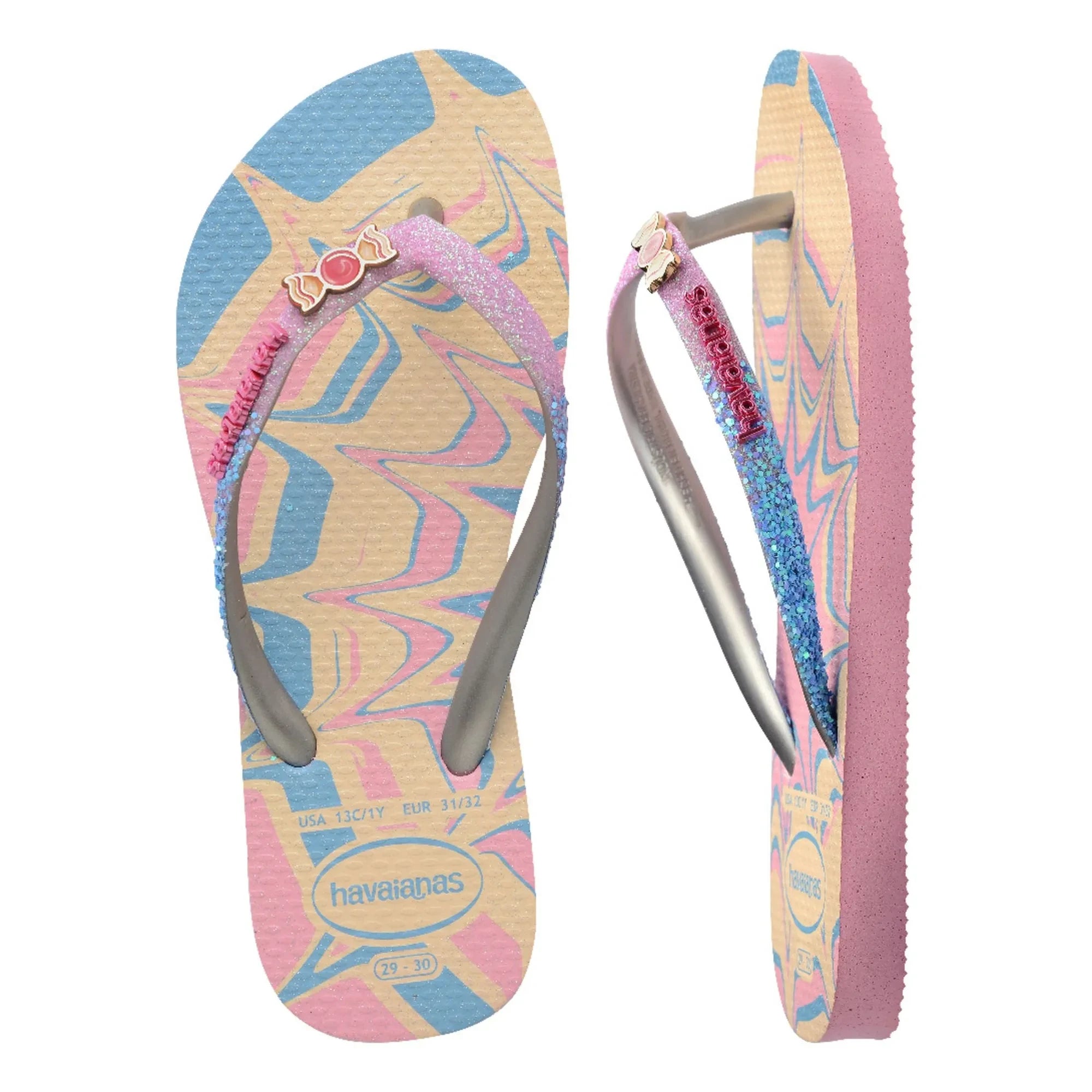 Havaianas - Slim Glitter Chanclas de dedo de moda | Rosa