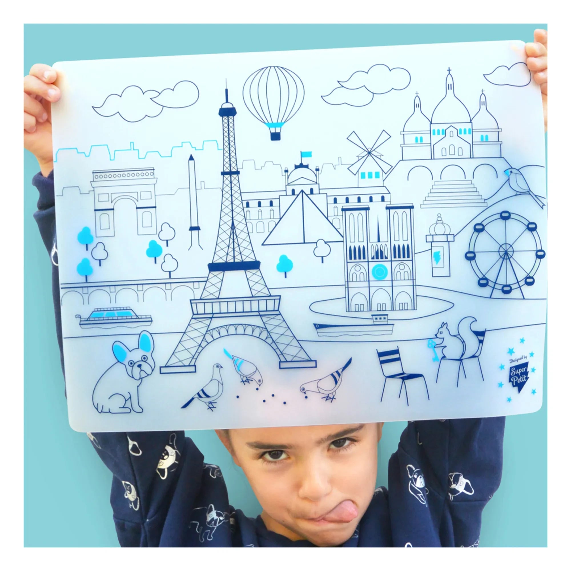 Superpetit - Individuales Paris para colorear con pulsera y 5 rotuladores