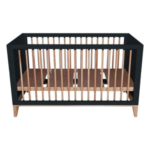 Théo - Cama extensible Nami de cedro y mimbre 70x140cm | Negro
