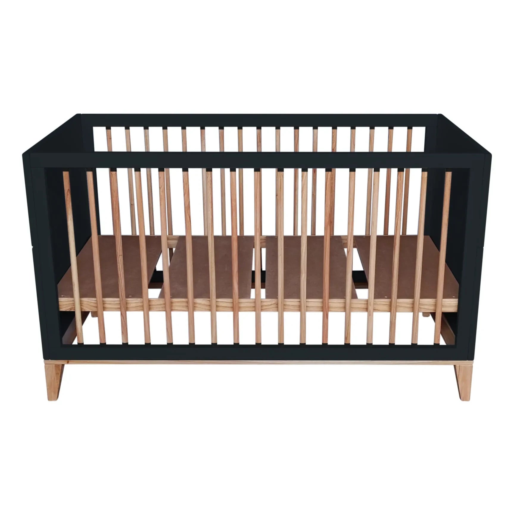 Théo - Cama extensible Nami de cedro y mimbre 70x140cm | Negro