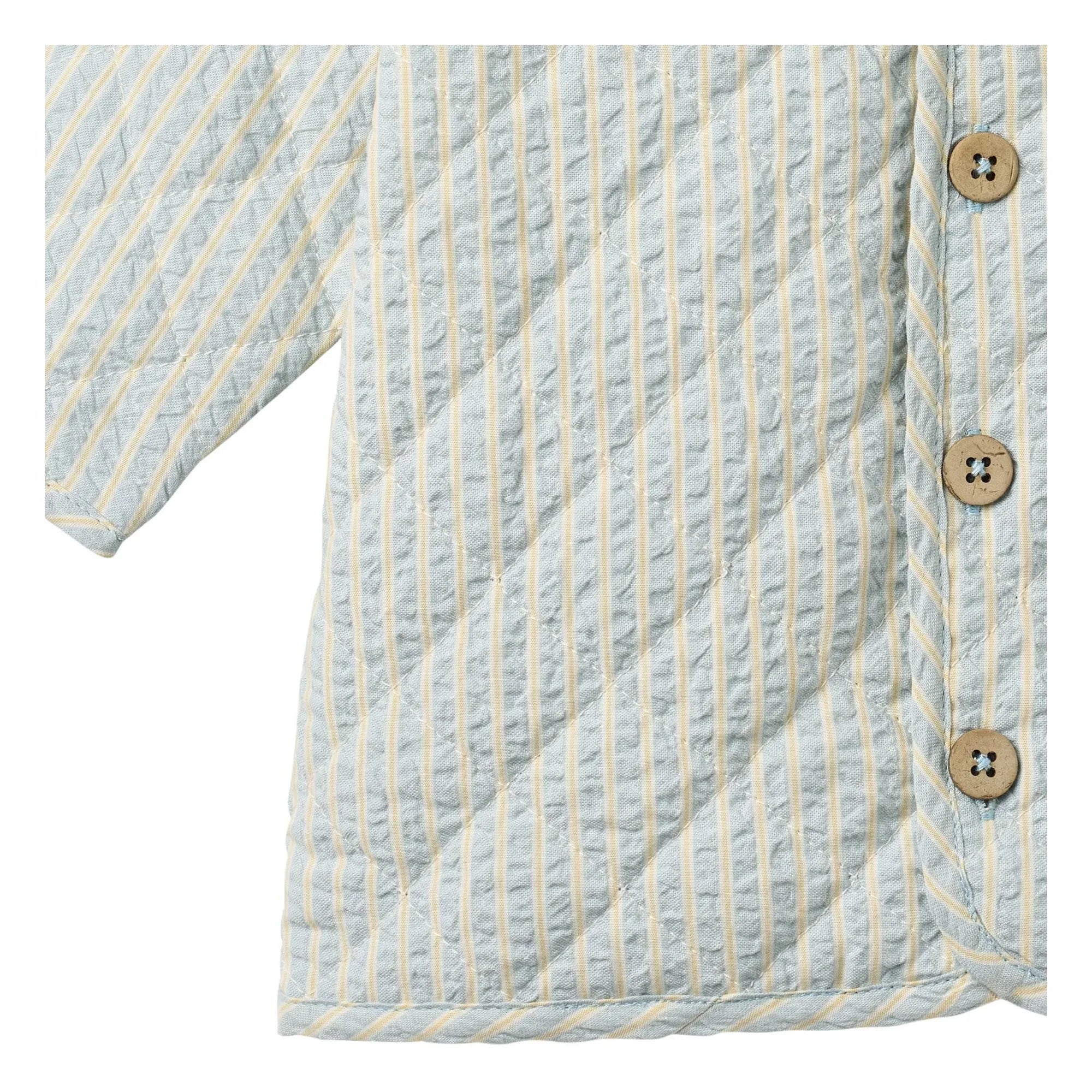 Trigo - Chaqueta Acolchada de Algodón Orgánico a Rayas Saxo | Azul claro