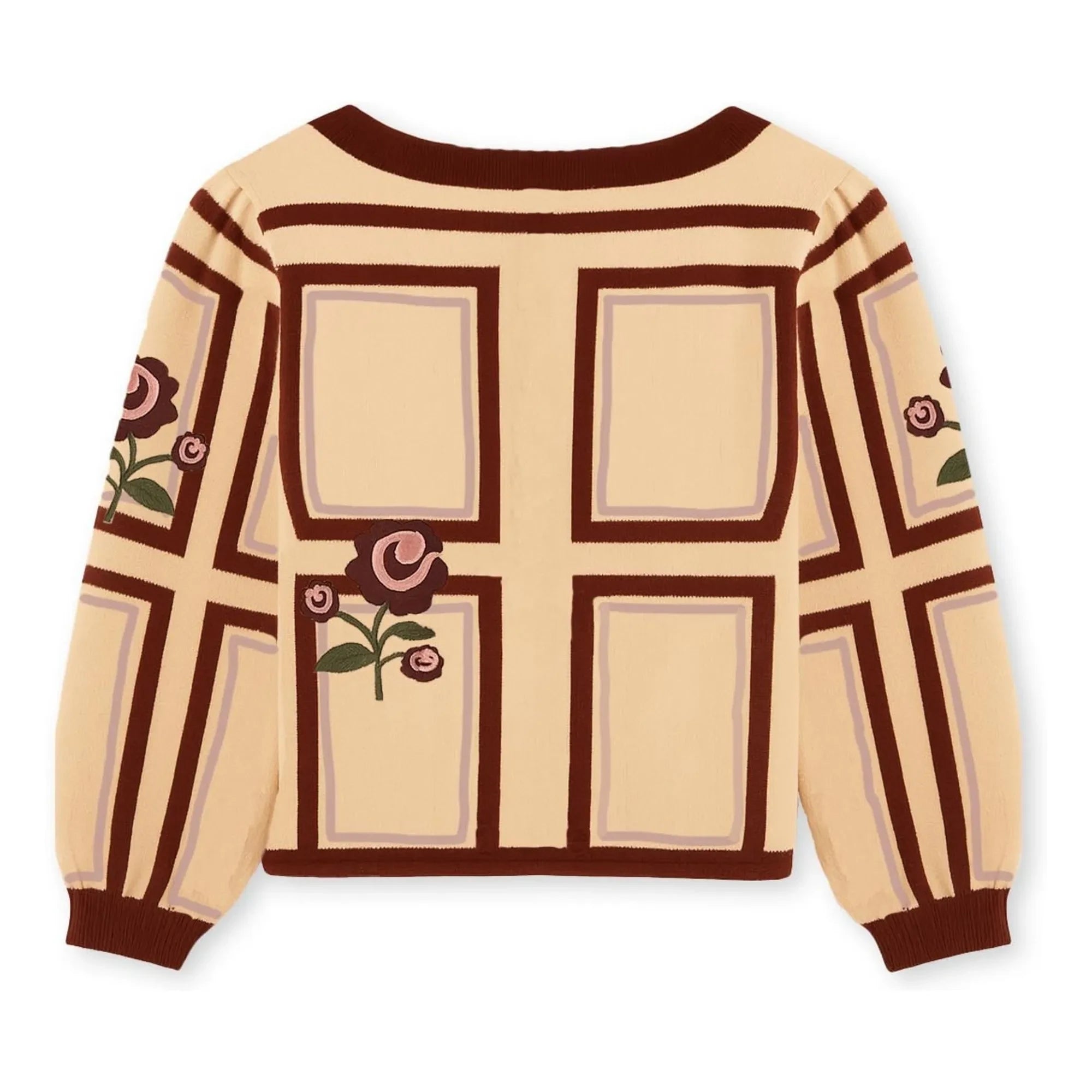 Fliink - Chaqueta de punto de algodón orgánico Charlotte Flowers | Crudo