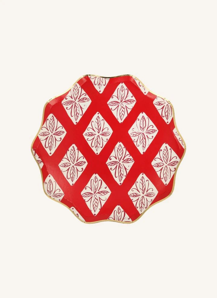 Meri Meri - Platos navideños de impresión en bloque - Paquete de 8