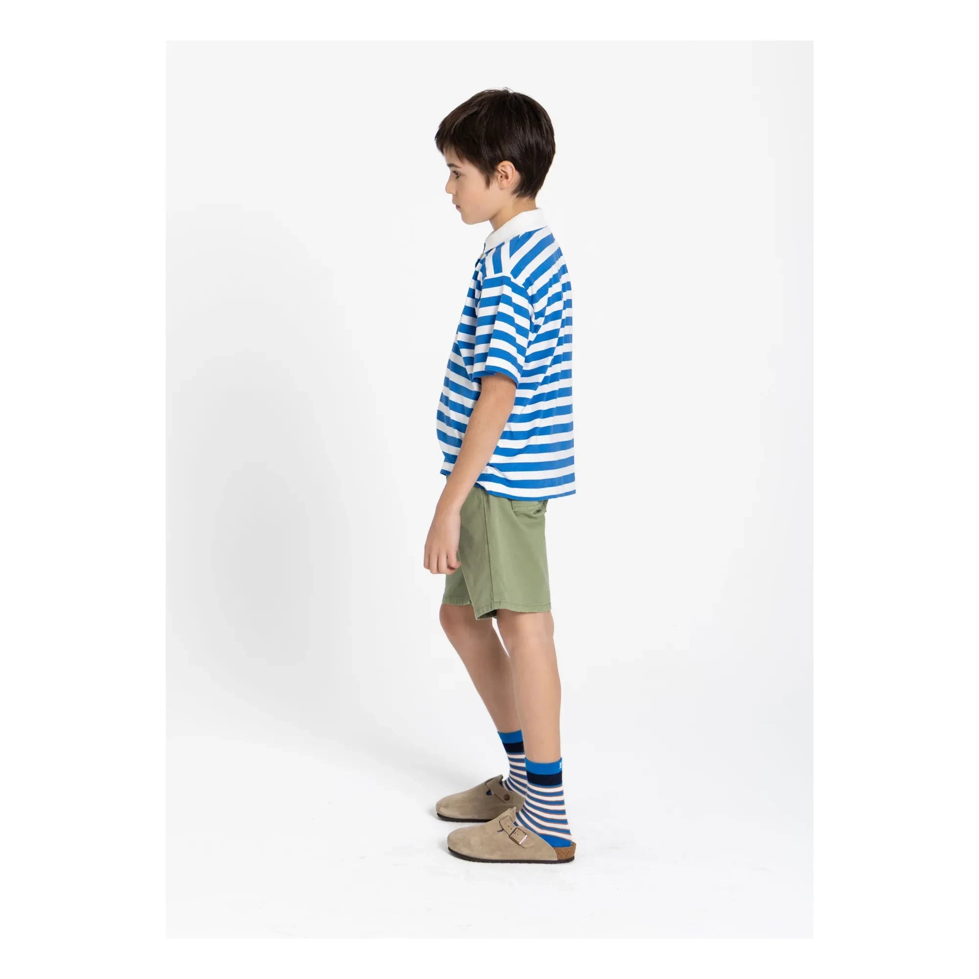 Smallable Kid - Polo de algodón orgánico a rayas Tilo | Azul real