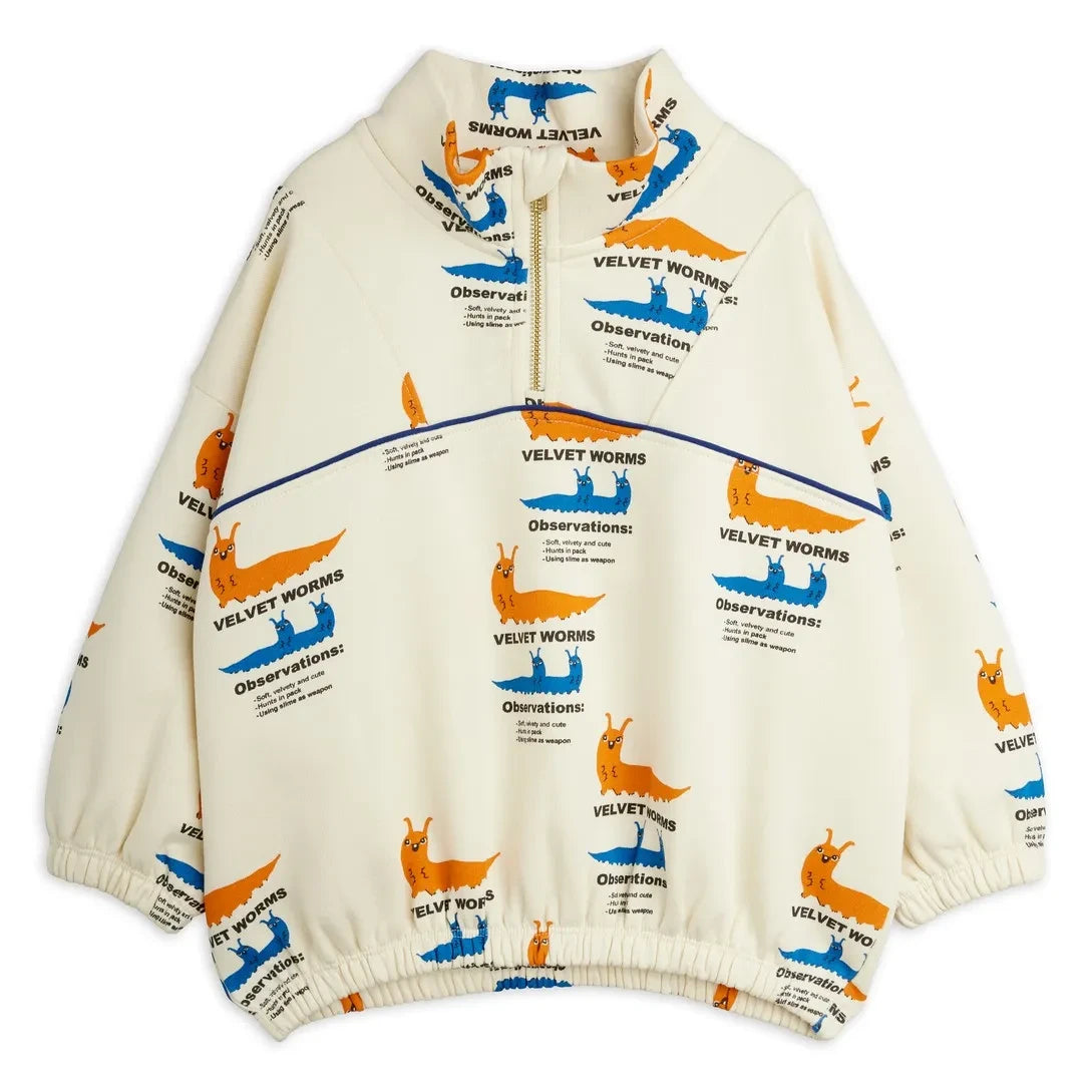 Mini Rodini - Yarım Fermuarlı Sweatshirt Organik Pamuk | Ekru
