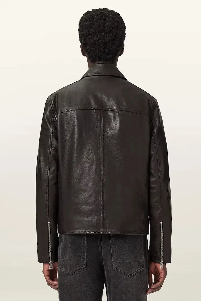 AllSaints Chaqueta de cuero para hombre TUNE