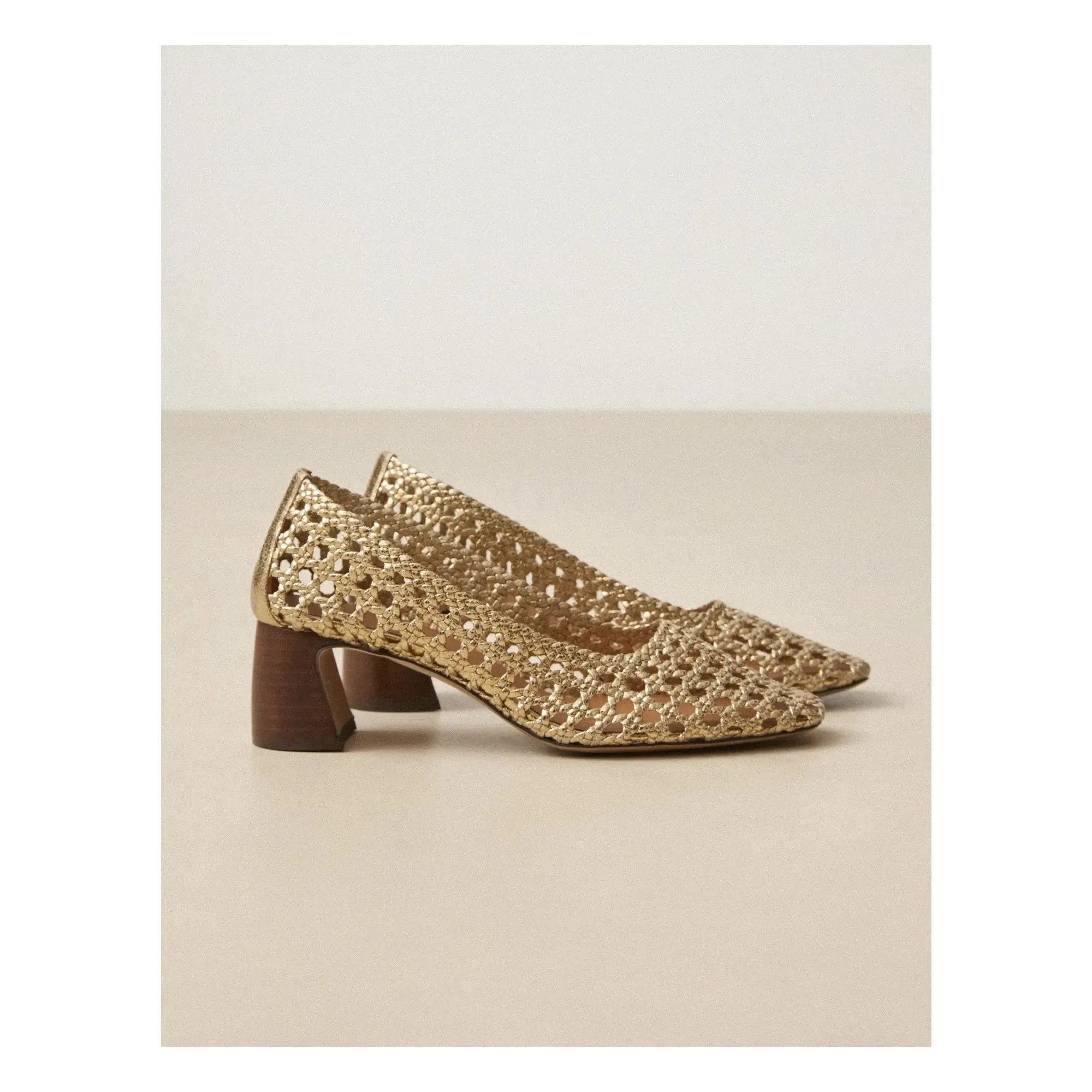 Rivecour - Zapatos de tacón n°528 Piel craquelada | Dorado