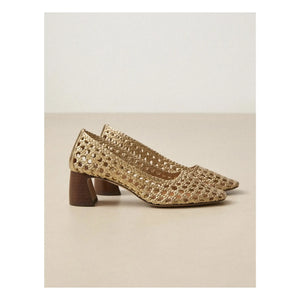 Rivecour - Zapatos de tacón n°528 Piel craquelada | Dorado