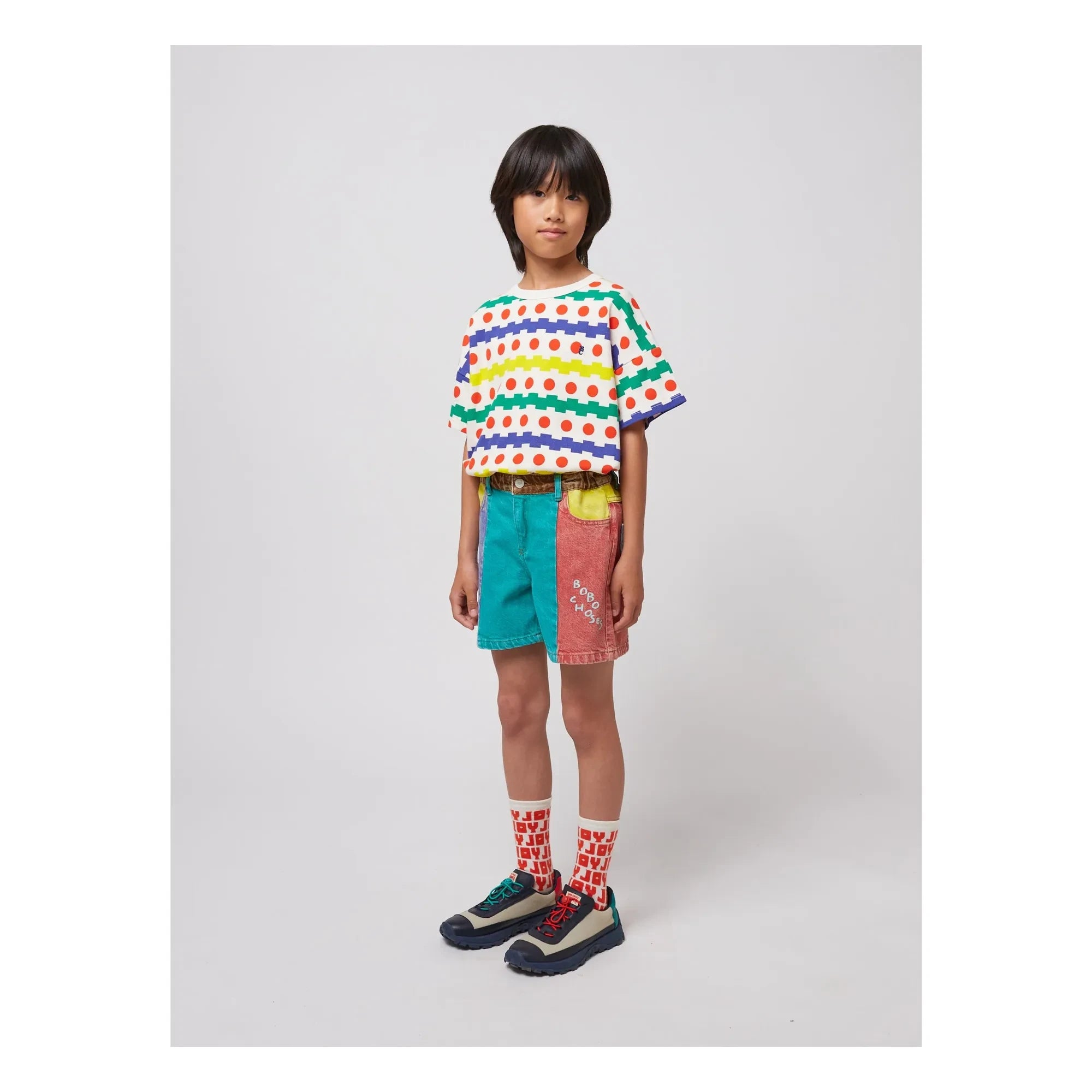 Bobo Choses - Shorts vaqueros de algodón orgánico con bloques de color | Turquesa