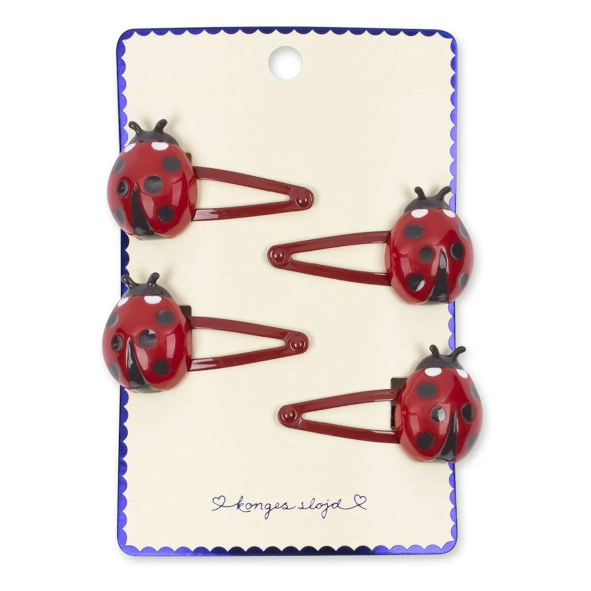 Konges Sløjd - Set de 4 pinzas para el pelo con insectos | Rojo