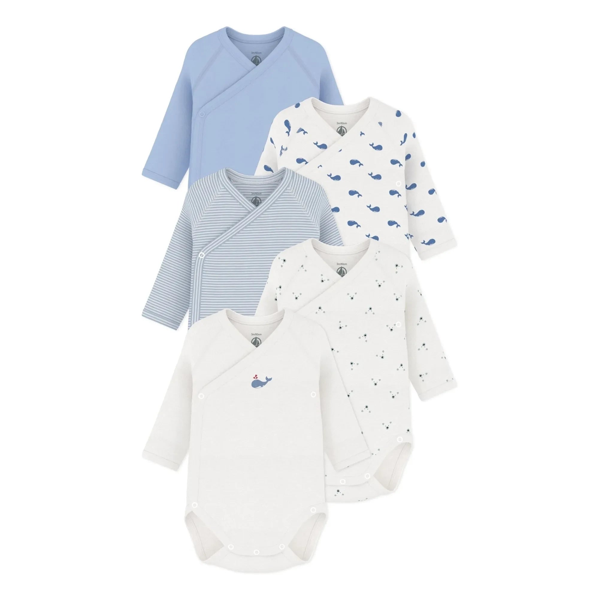 Petit Bateau - 5'li Balina Figürlü Çapraz Çantalar Organik Pamuk | Mavi