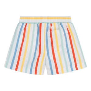 Petit Bateau - Bañador de bebé de rayas de fibras recicladas | Blanco