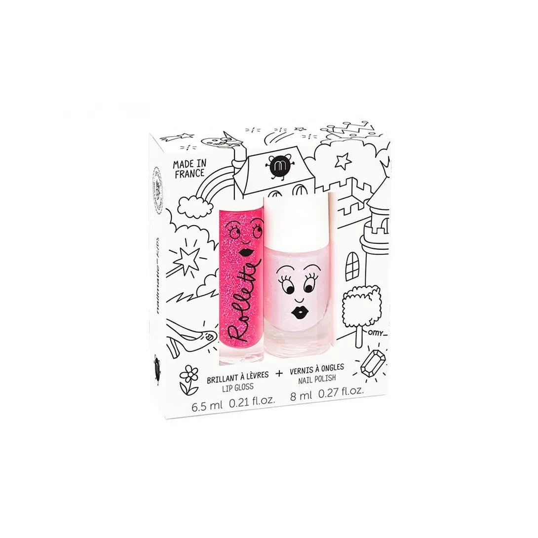 Nailmatic Kids - Set de Esmalte de Uñas y Brillo Labial Rosa Cuento de Hadas