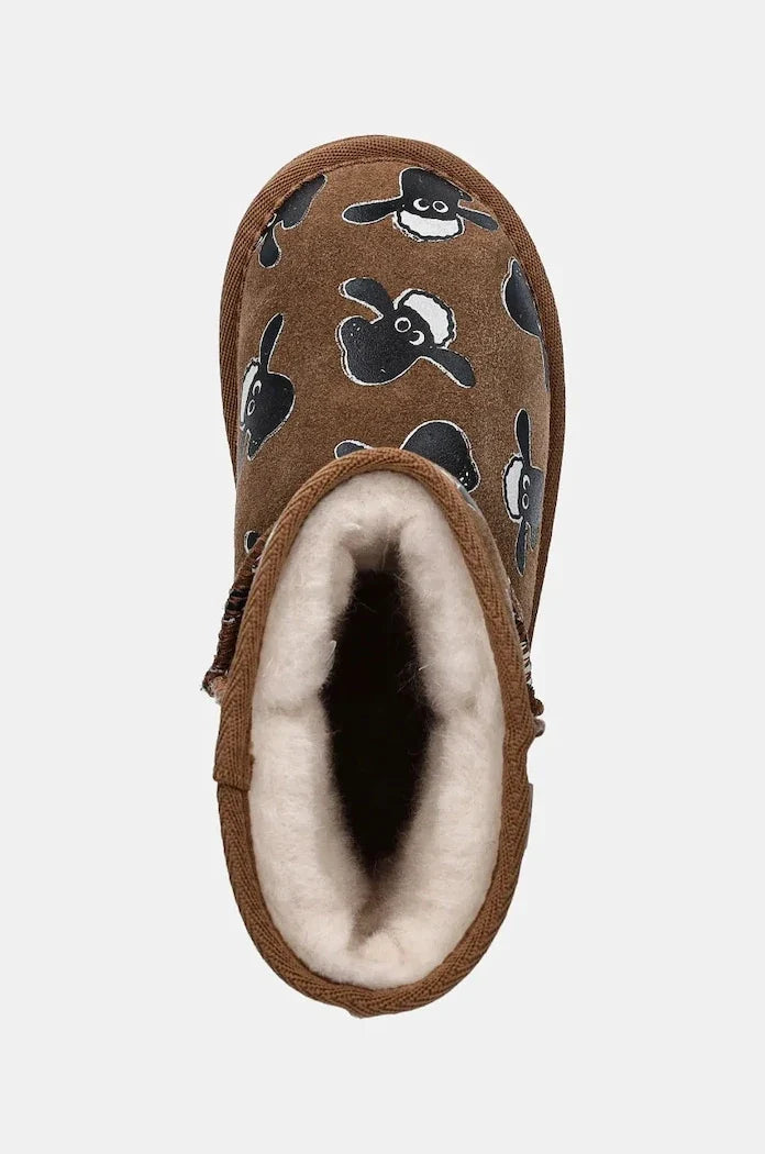 Emu Australia Shaun the Sheep Print Botas de nieve de ante para niños