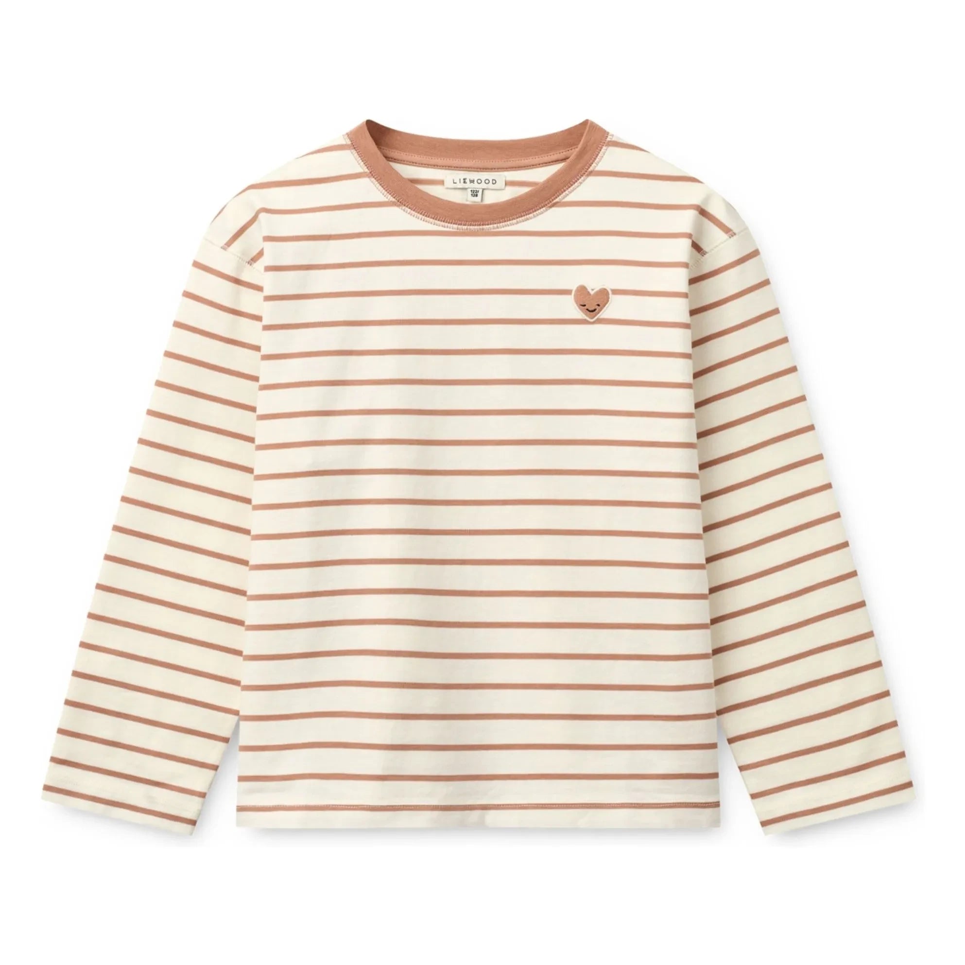 Liewood - Camiseta Tyler a rayas con corazón de algodón orgánico | Melocotón