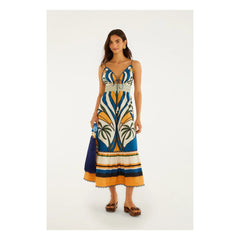 Farm Rio - Tropikal Grafik Pamuklu Elbise | Ekru