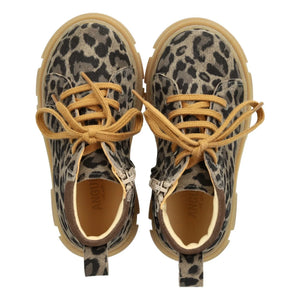 Angulus - Botines de encaje con cremallera y estampado de leopardo | Marrón topo
