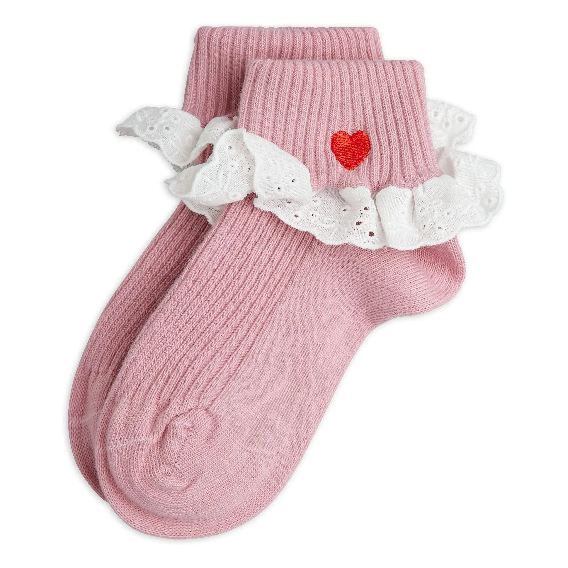 Mini Rodini - Calcetines con volantes de algodón orgánico | Rosa