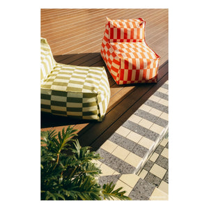 Nobodinoz - Puf largo de exterior Matteo Tiles | Verde