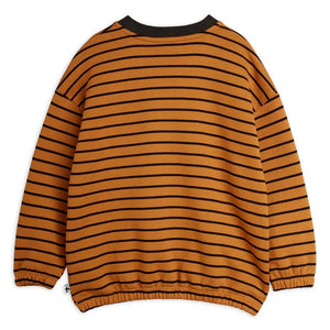 Mini Rodini - Organik pamuklu çizgili sweatshirt | Kahverengi