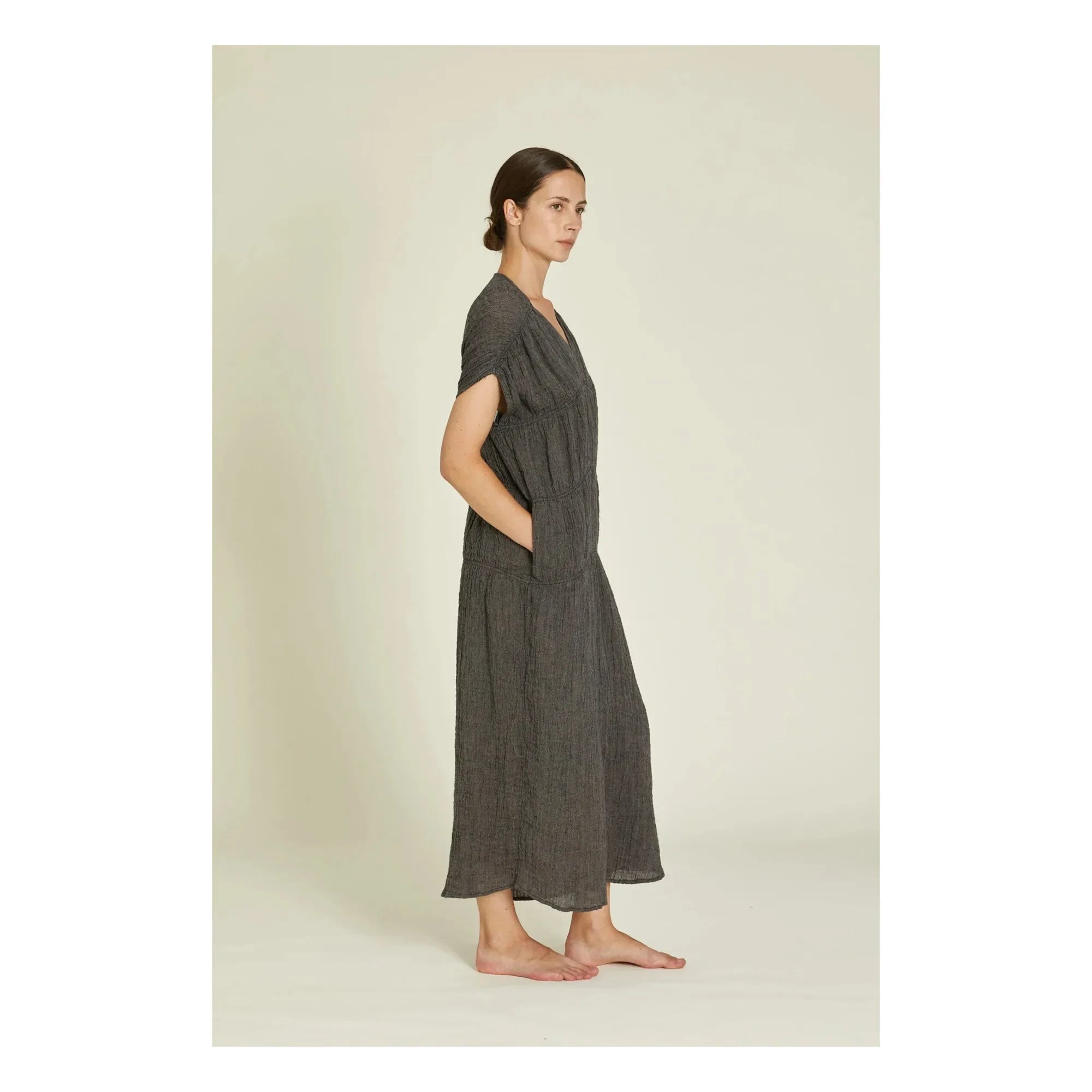 Black Crane - Gem Linen Dress | Gris pizarra oscuro