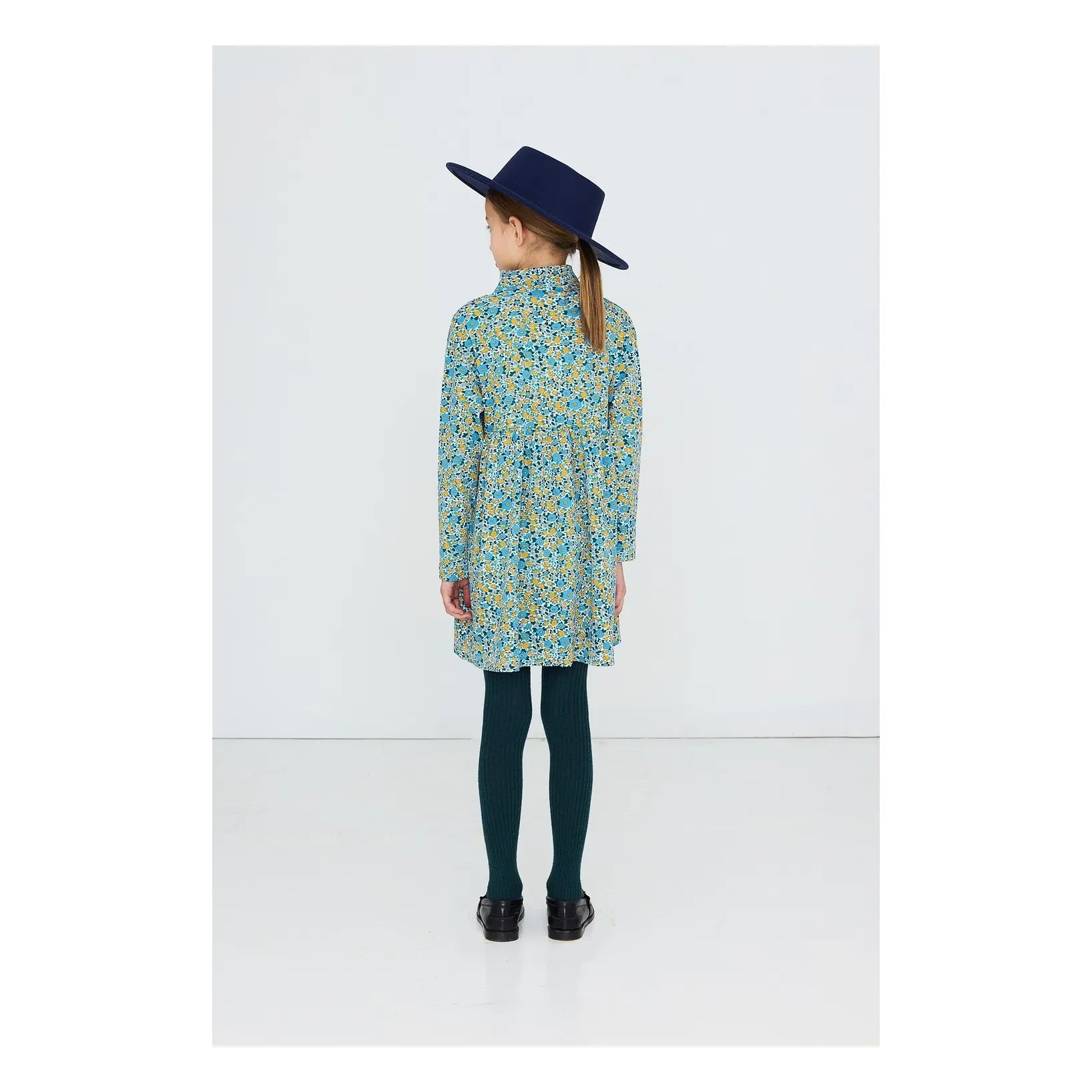 Tinycottons - Vestido floral de pana de algodón orgánico | Azul
