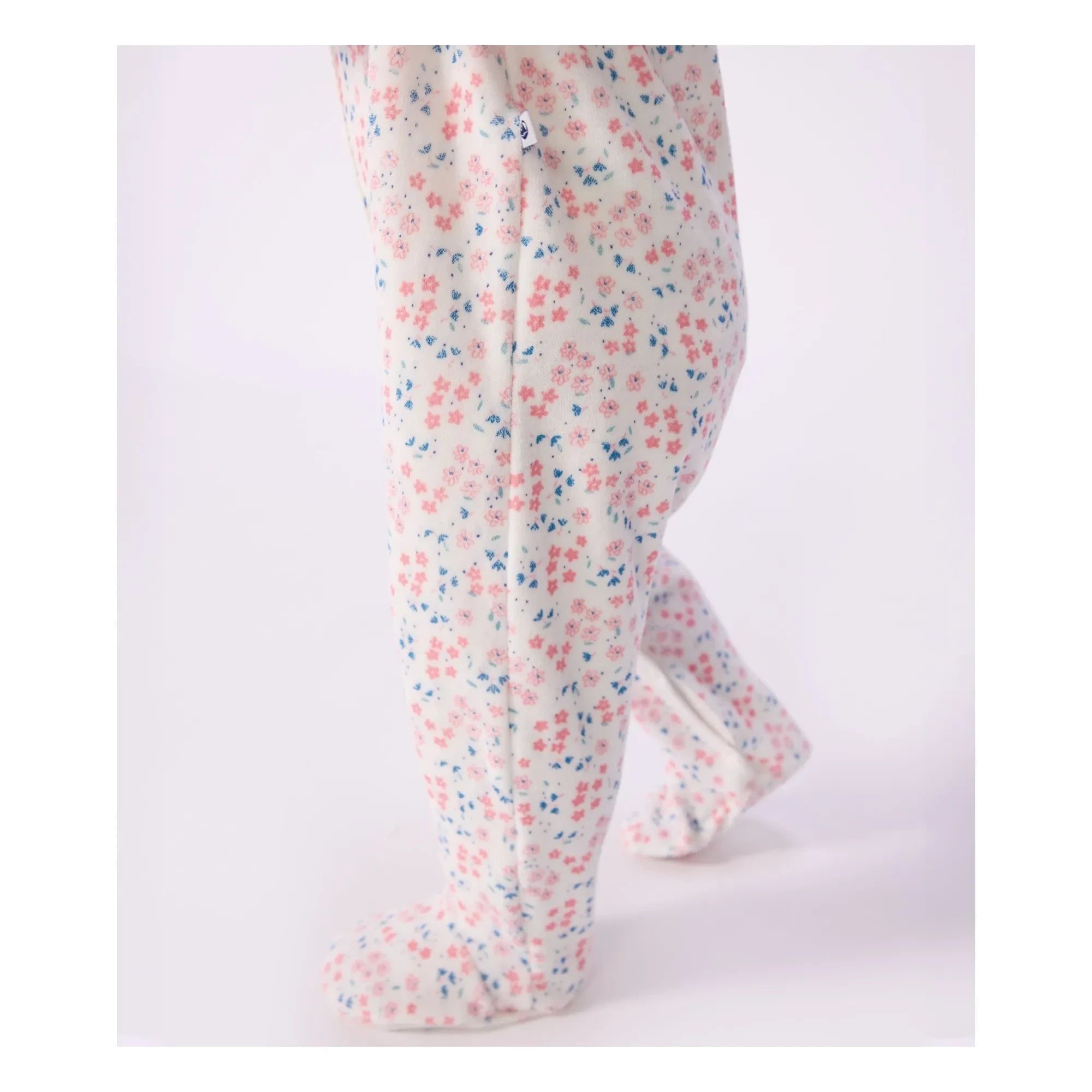 Petit Bateau - Pijama de terciopelo con flores | Blanco