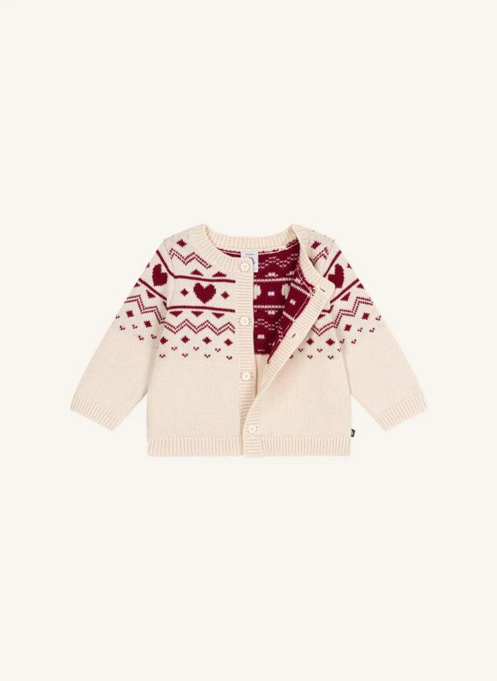 Petit Bateau - Chaleco de lana para bebé con corazón | Ecru