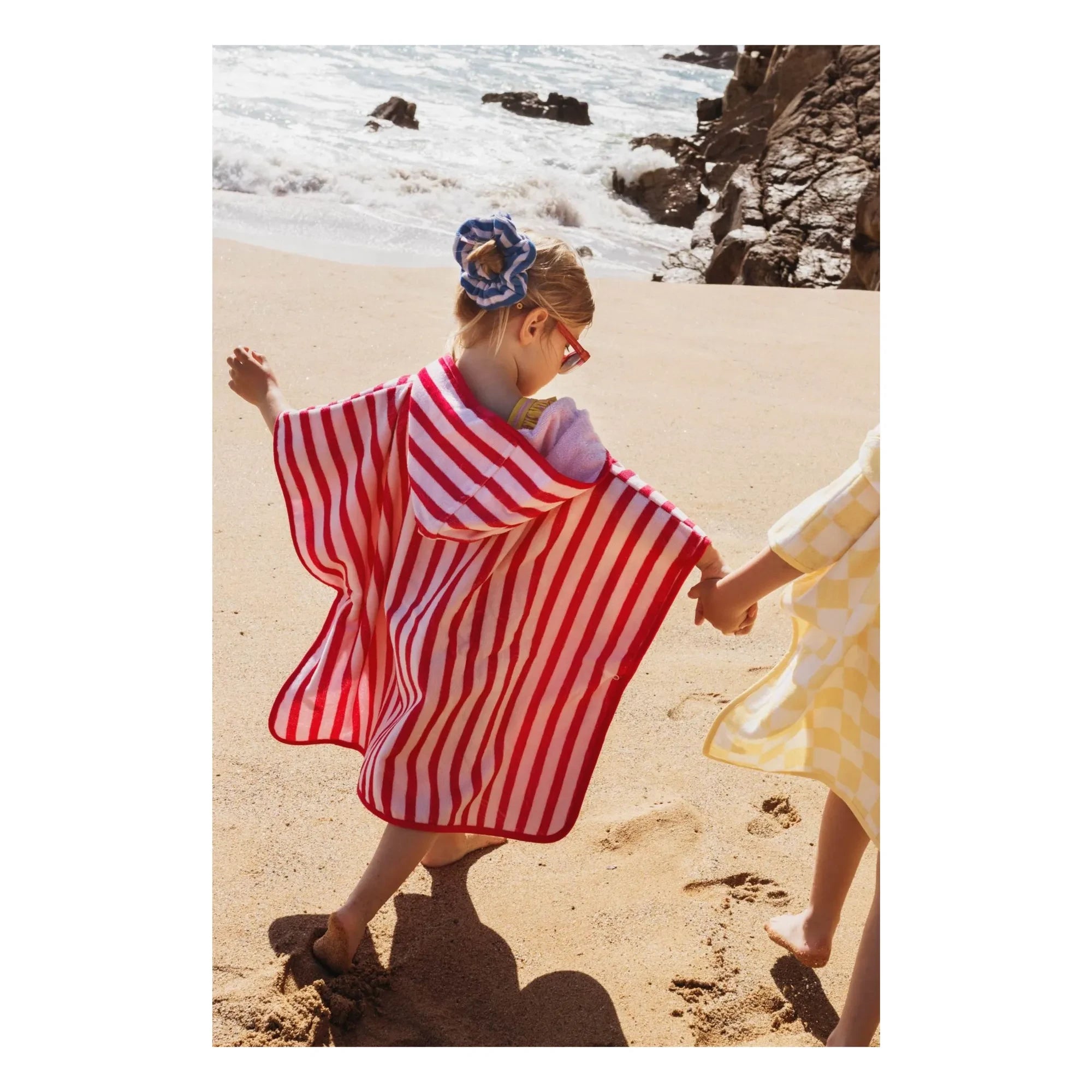 Jera Mini - Poncho de toalla a rayas | Rosa